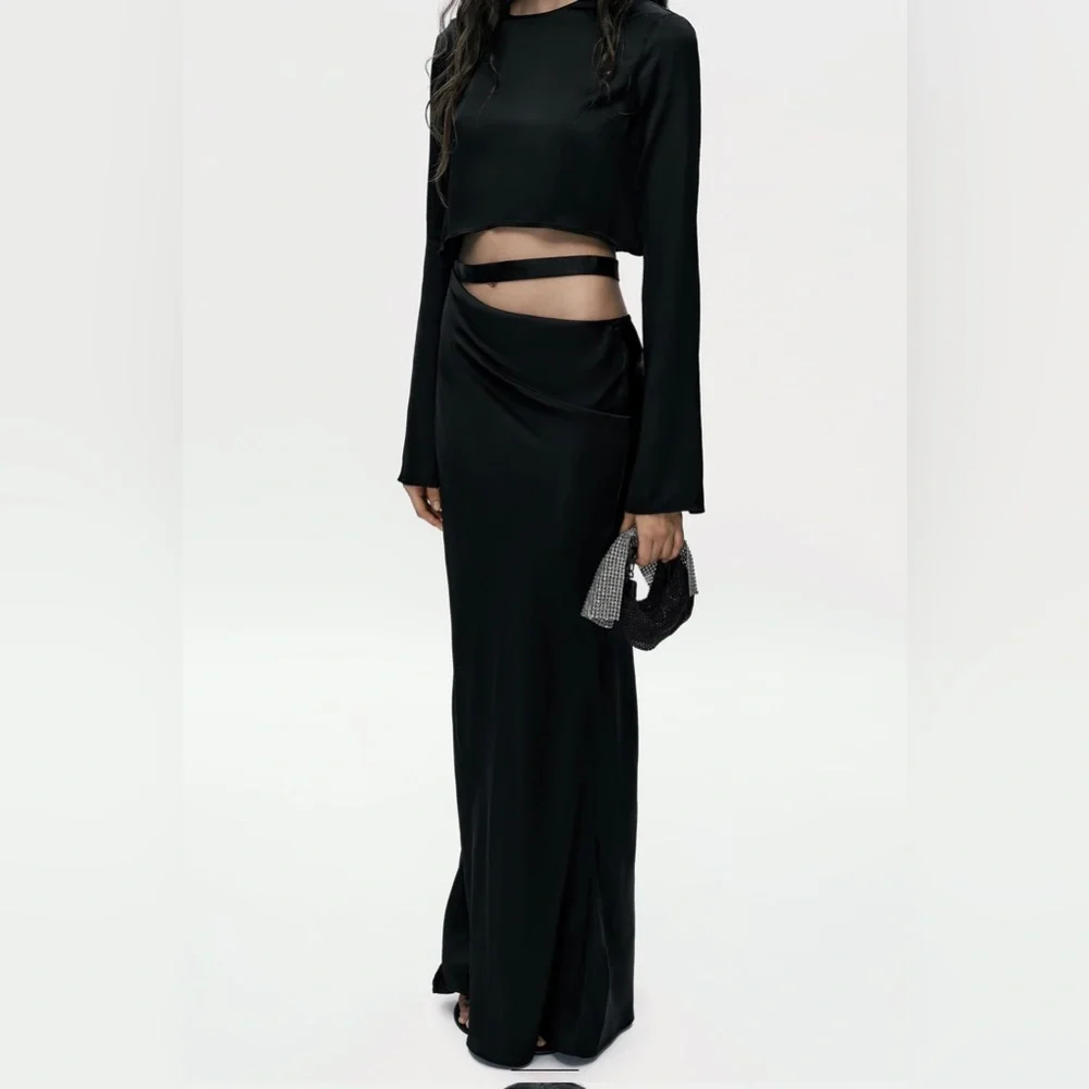 ZARA SLIT SATIN DRESS - Picture 2 of 7